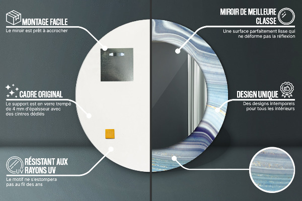 Round decorative mirror Blue marble