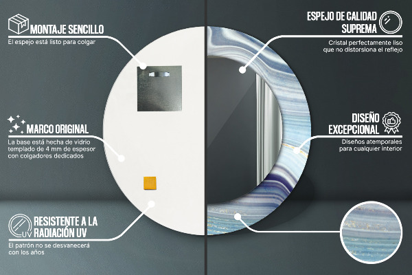 Round decorative mirror Blue marble