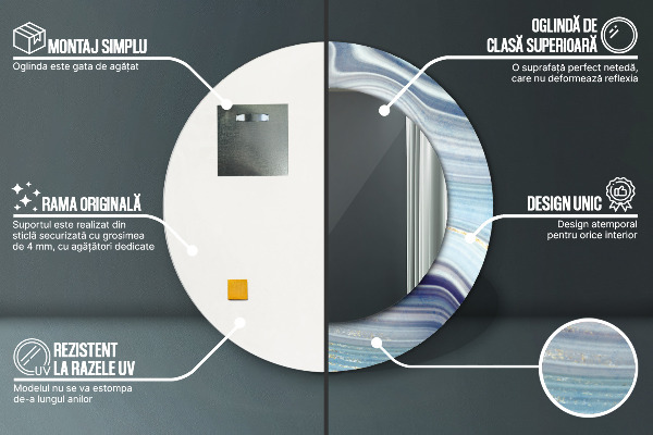 Round decorative mirror Blue marble