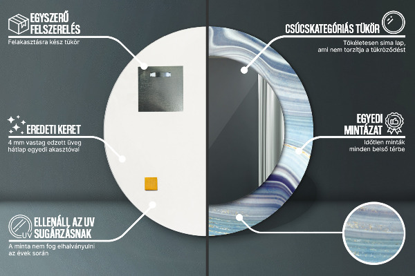 Round decorative mirror Blue marble