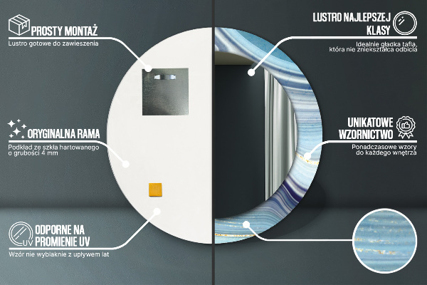 Round decorative mirror Blue marble