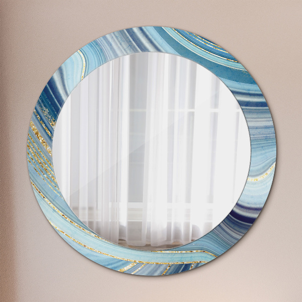 Round decorative mirror Blue marble