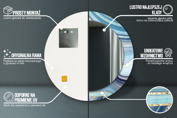 Round decorative mirror Blue marble