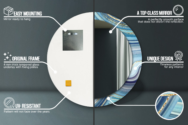 Round decorative mirror Blue marble