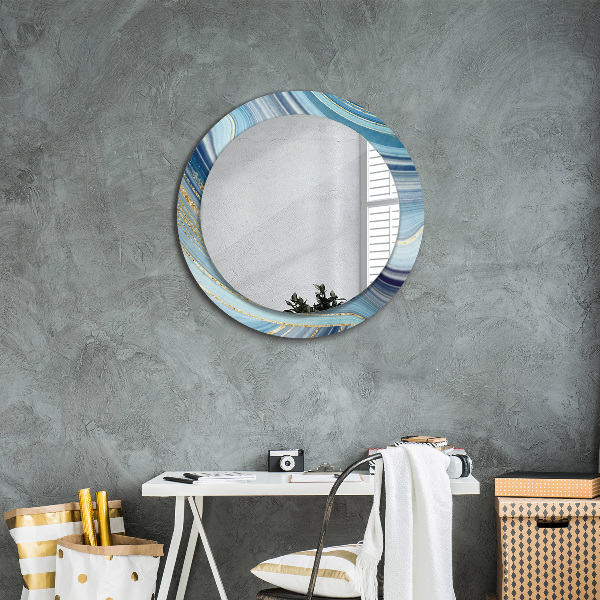 Round decorative mirror Blue marble