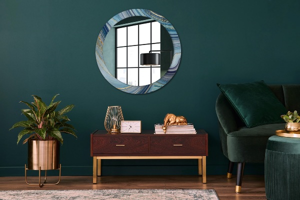 Round decorative mirror Blue marble
