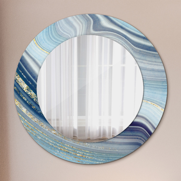 Round decorative mirror Blue marble