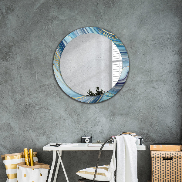 Round decorative mirror Blue marble
