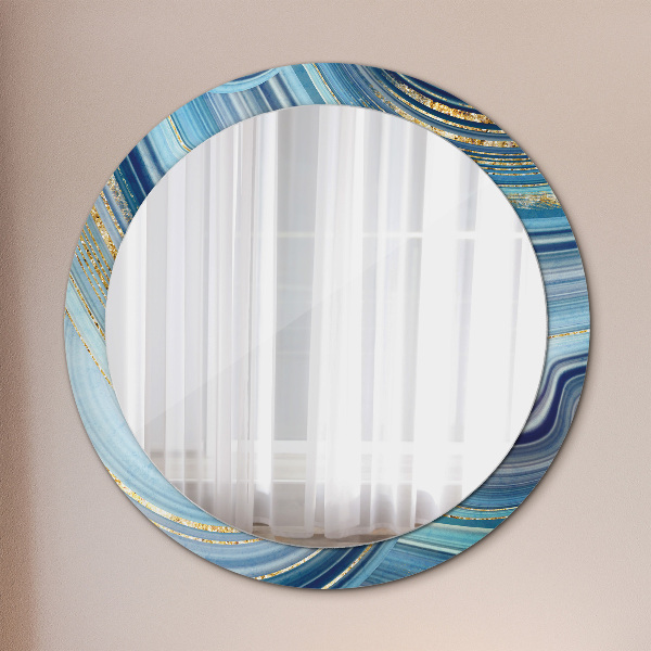 Round decorative mirror Blue marble
