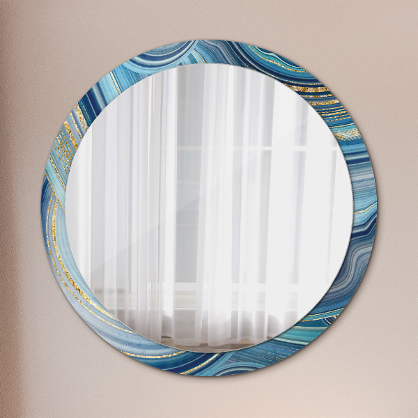 Round decorative mirror Blue marble
