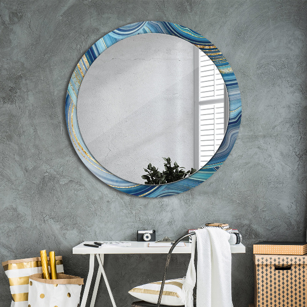 Round decorative mirror Blue marble