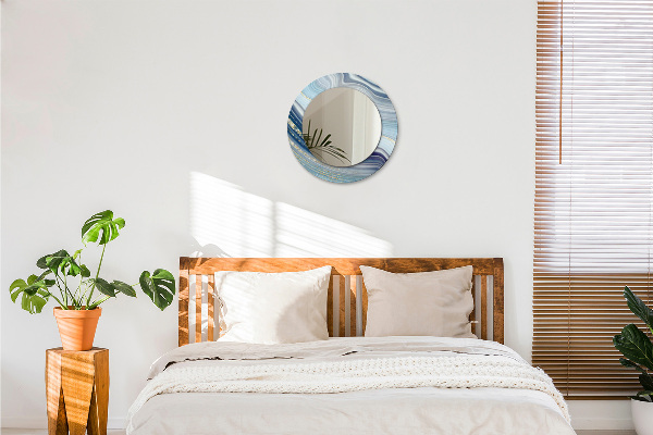 Round decorative mirror Blue marble