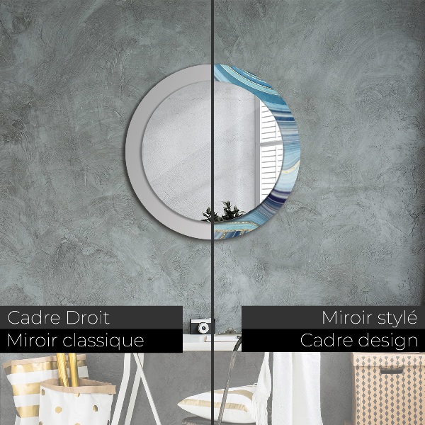 Round decorative mirror Blue marble