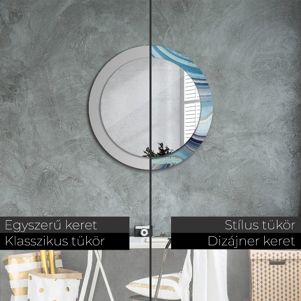 Round decorative mirror Blue marble
