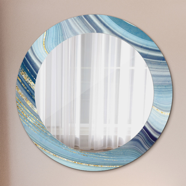 Round decorative mirror Blue marble