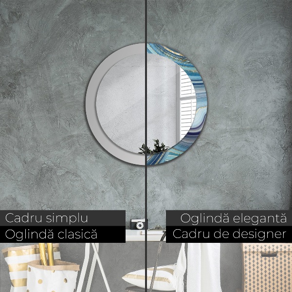 Round decorative mirror Blue marble