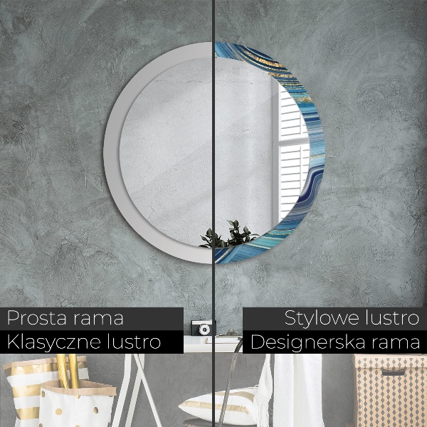 Round decorative mirror Blue marble