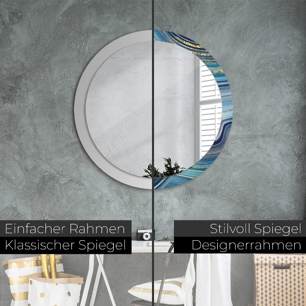 Round decorative mirror Blue marble
