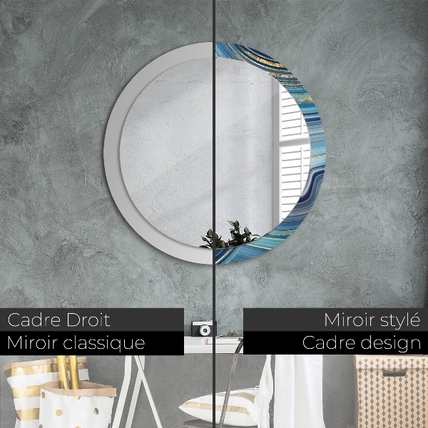 Round decorative mirror Blue marble