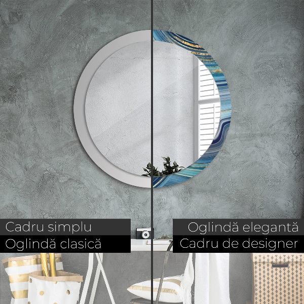 Round decorative mirror Blue marble