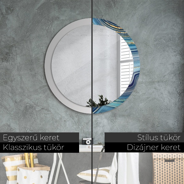 Round decorative mirror Blue marble