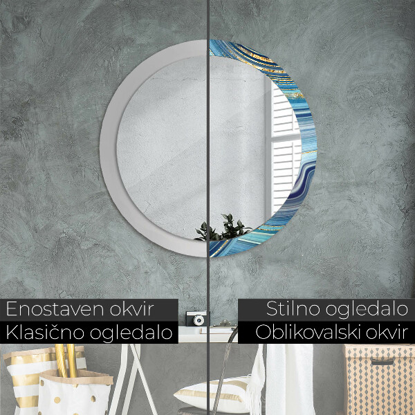 Round decorative mirror Blue marble