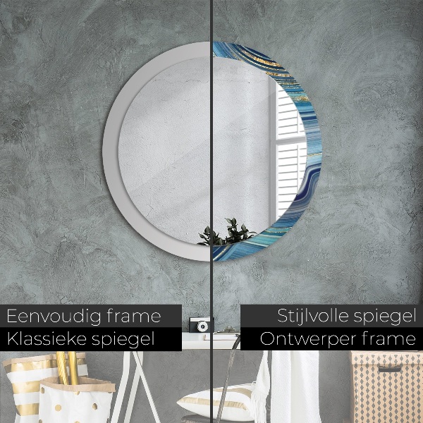 Round decorative mirror Blue marble
