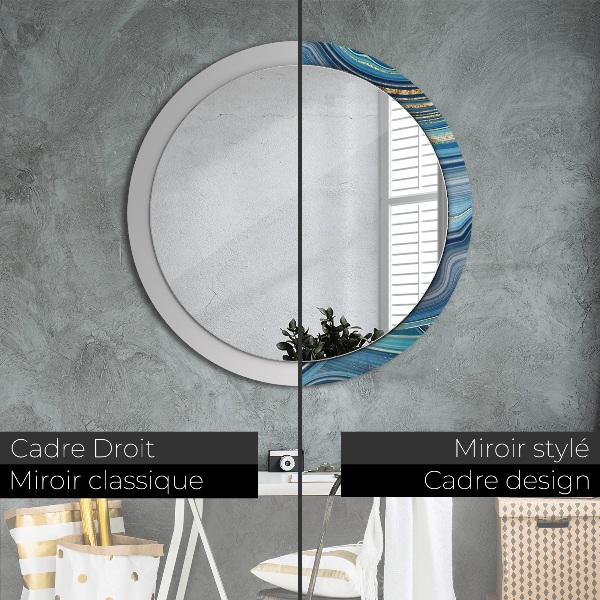 Round decorative mirror Blue marble