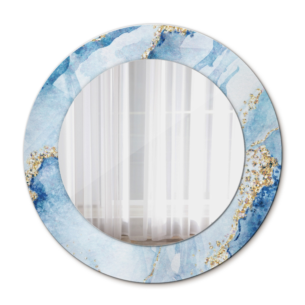 Round decorative mirror Blue marble gold