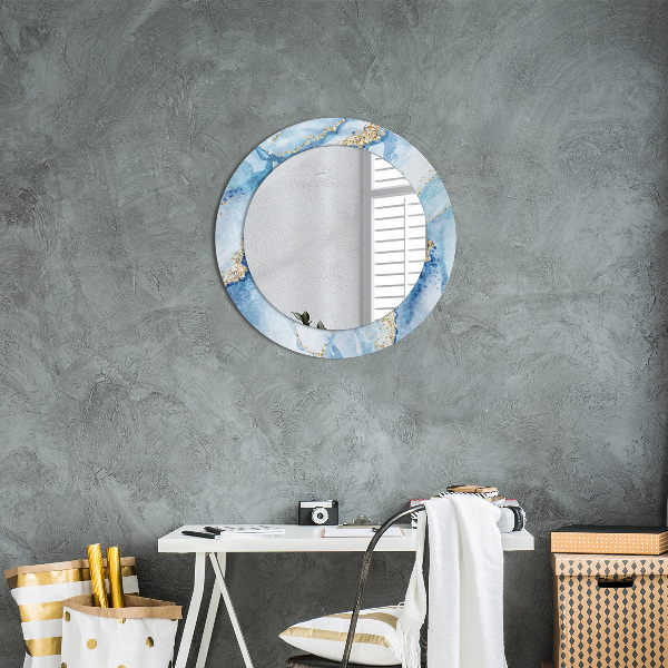 Round decorative mirror Blue marble gold