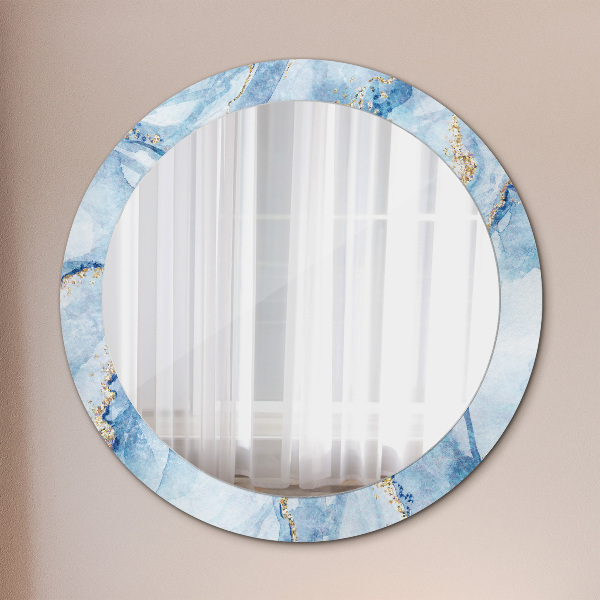 Round decorative mirror Blue marble gold