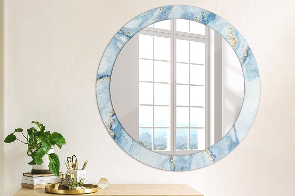 Round decorative mirror Blue marble gold