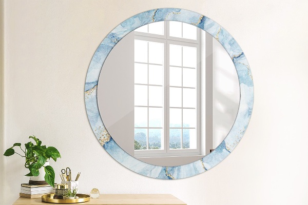 Round decorative mirror Blue marble gold