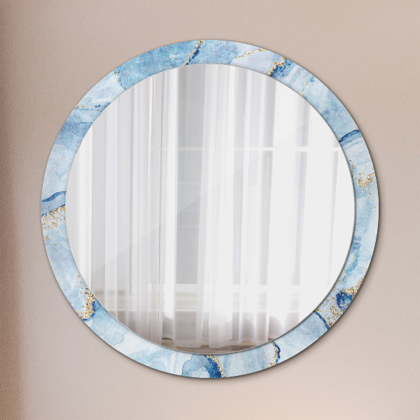 Round decorative mirror Blue marble gold