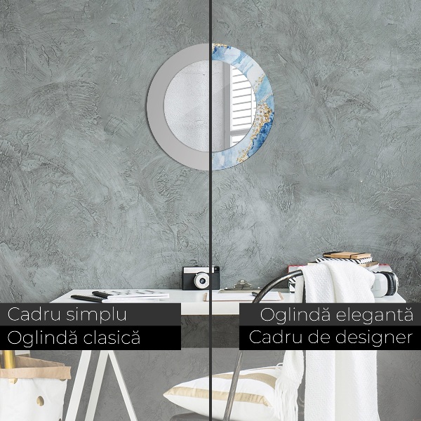 Round decorative mirror Blue marble gold