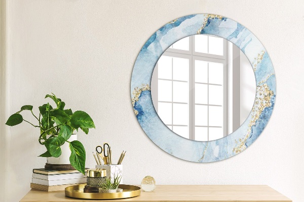 Round decorative mirror Blue marble gold