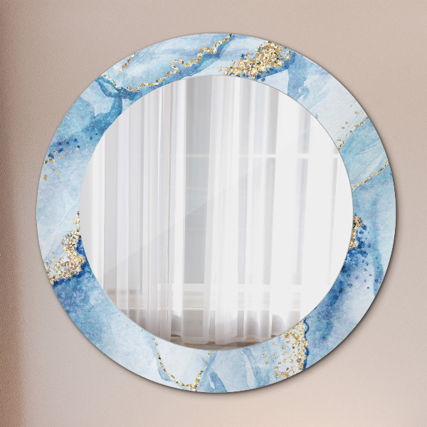 Round decorative mirror Blue marble gold