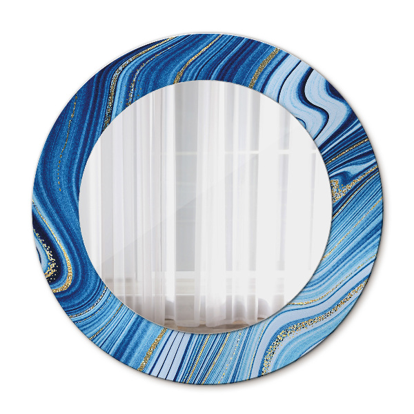 Round decorative mirror Blue marble