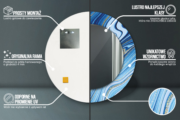 Round decorative mirror Blue marble