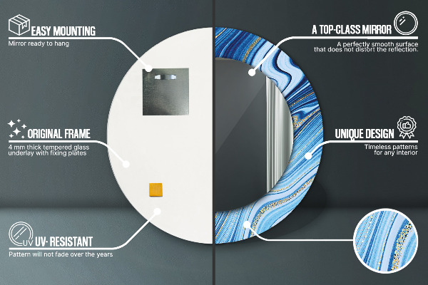 Round decorative mirror Blue marble