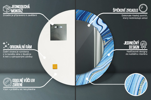 Round decorative mirror Blue marble