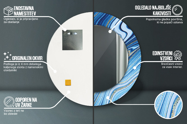 Round decorative mirror Blue marble