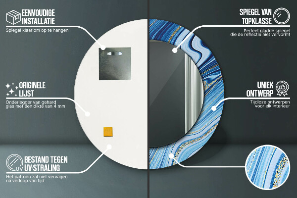 Round decorative mirror Blue marble