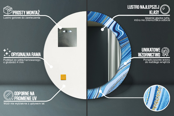 Round decorative mirror Blue marble