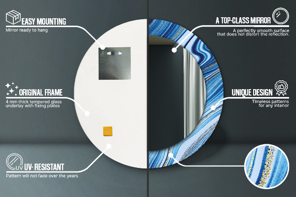 Round decorative mirror Blue marble