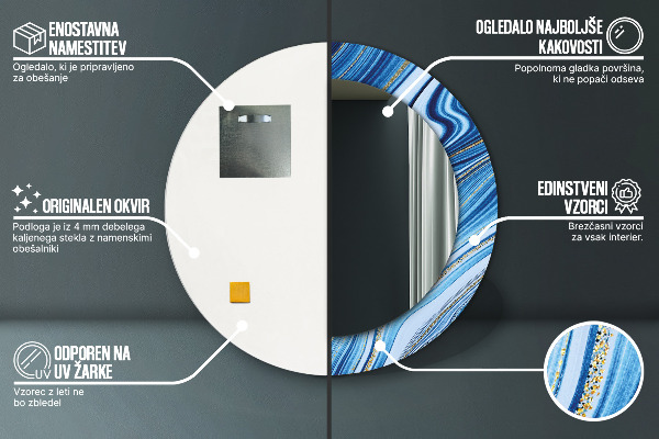 Round decorative mirror Blue marble