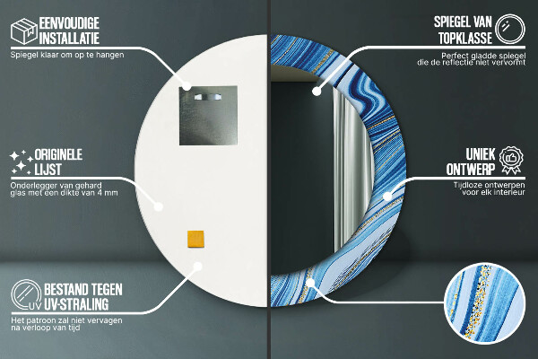 Round decorative mirror Blue marble