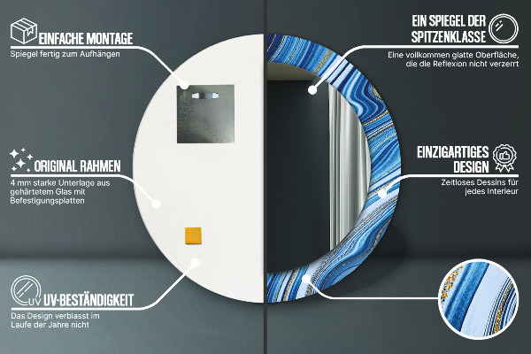 Round decorative mirror Blue marble