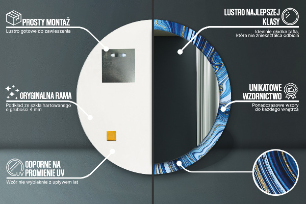 Round decorative mirror Blue marble