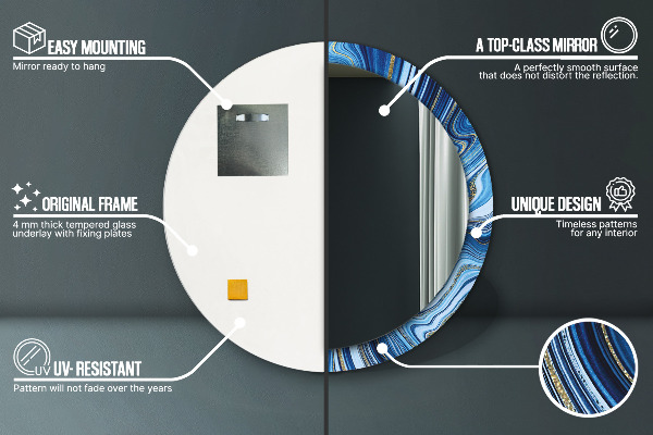 Round decorative mirror Blue marble